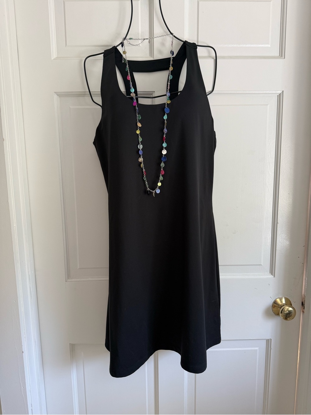 Athleta Black Sleeveless Shift Dress with padded bra